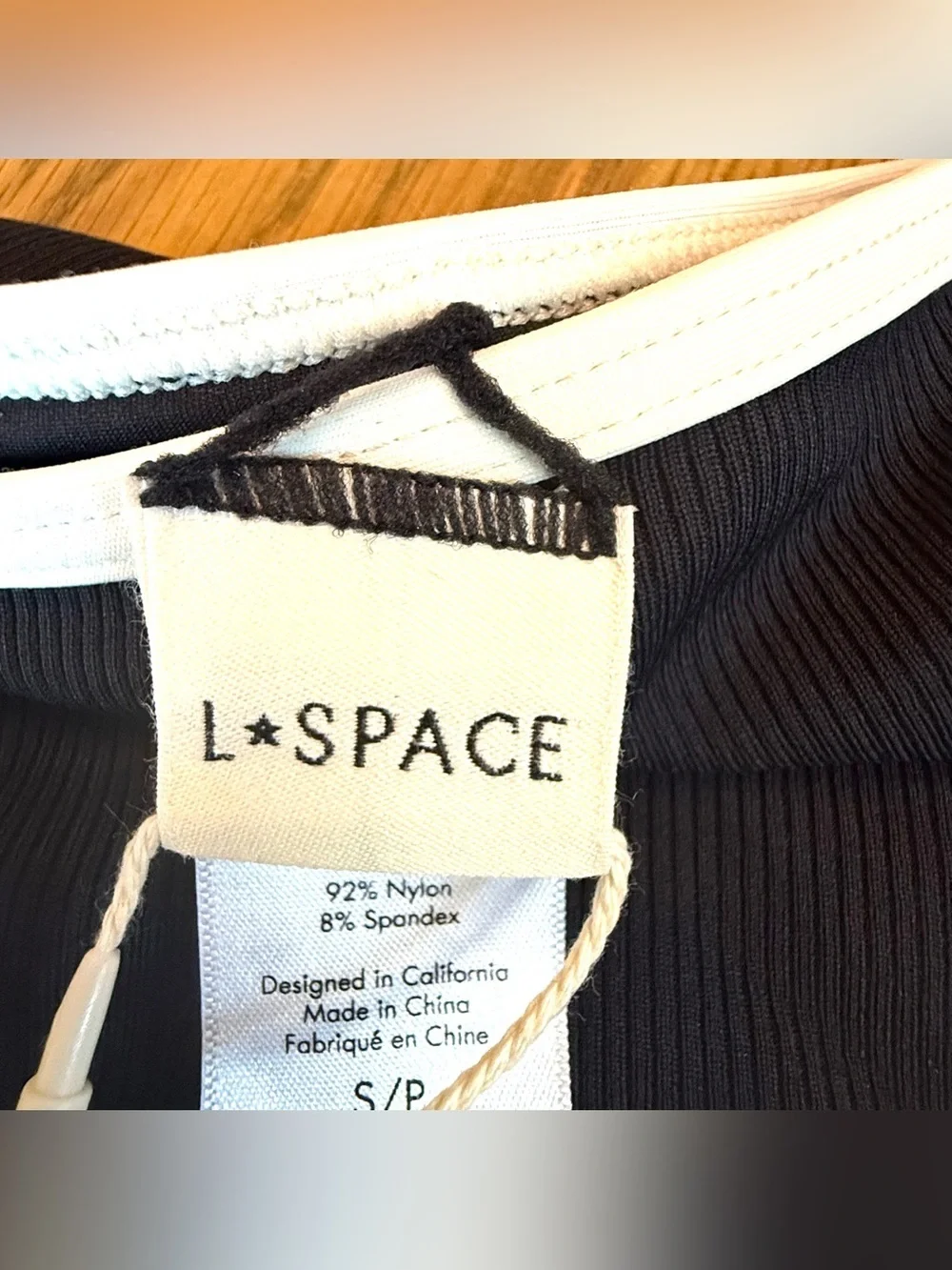 L*Space Nora Bikini Bottoms Black White Trim High Cut Size S NWT